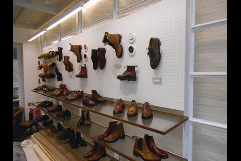 This is a beguilingly simple layout but what it does do is get across the message that everything that is on view is the product of a British shoemaker and is made in Britain.